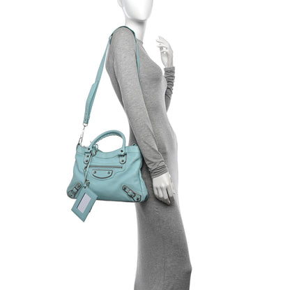 Balenciaga Chevre Silver Metallic Edge Hardware Town Bleu Maldives 2 of 13
