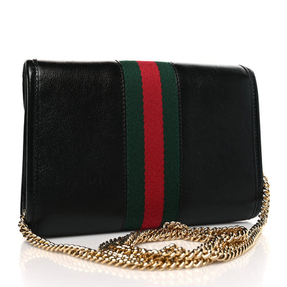 Gucci Textured Calfskin Web Mini Rajah Slim Flap Shoulder Bag Black 3 of 9