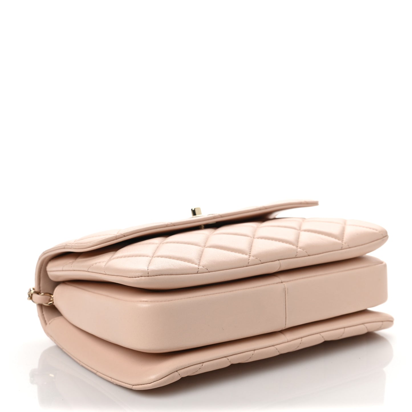 Lambskin Quilted Small Trendy CC Dual Handle Flap Bag Light Beige