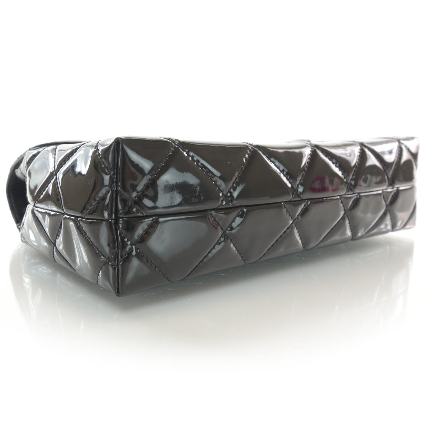 Vinyl Quilted In the Business Flap Bag Black