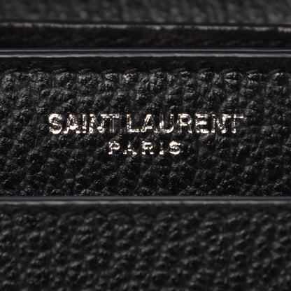Saint Laurent Grained Calfskin Medium Monogram Sunset Satchel Black 8 of 9