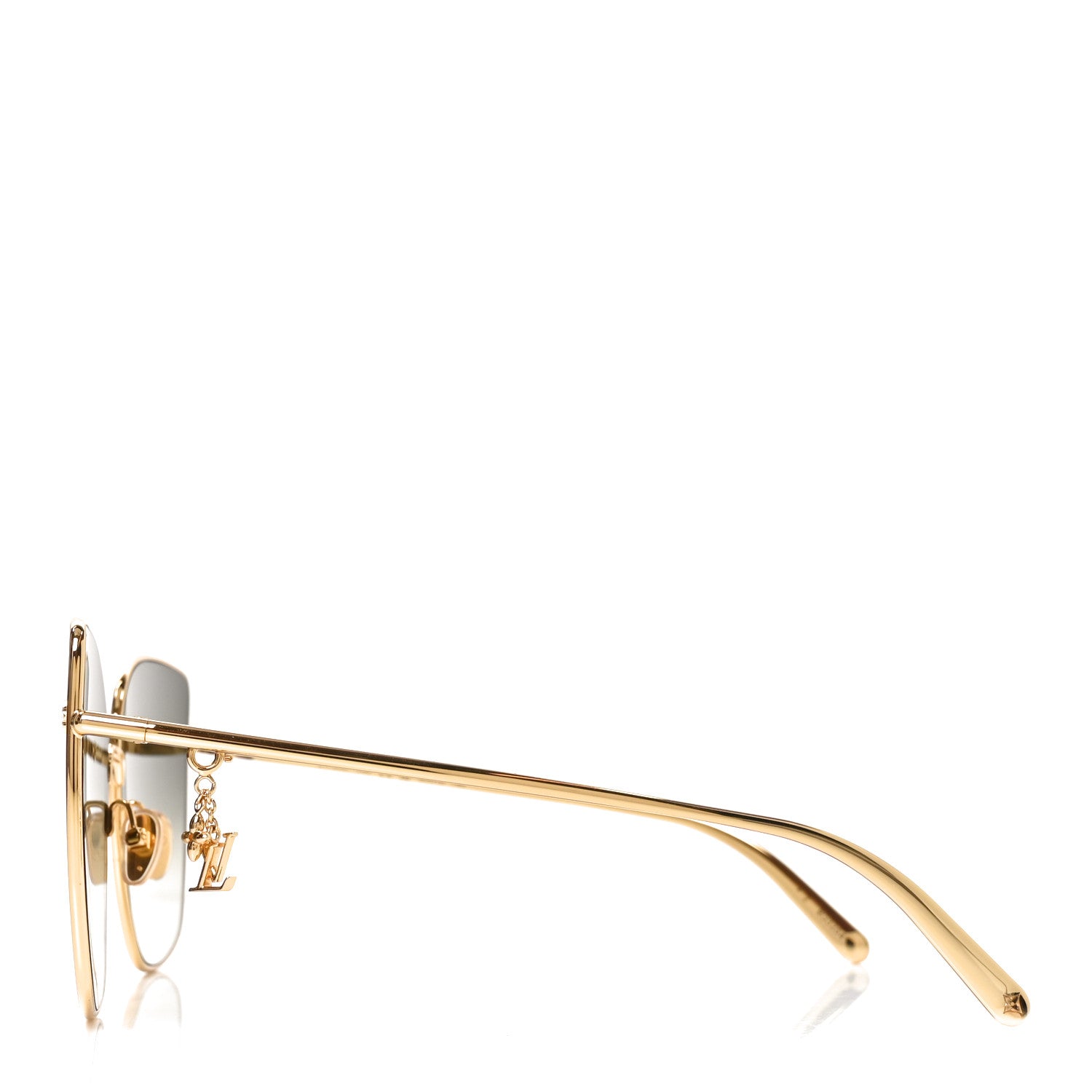 Louis Vuitton Metal LV Charm Cat Eye Sunglasses Z1720U Gold 3 of 7