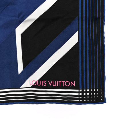 Louis Vuitton Silk Square Scarf Black Blue 2 of 3