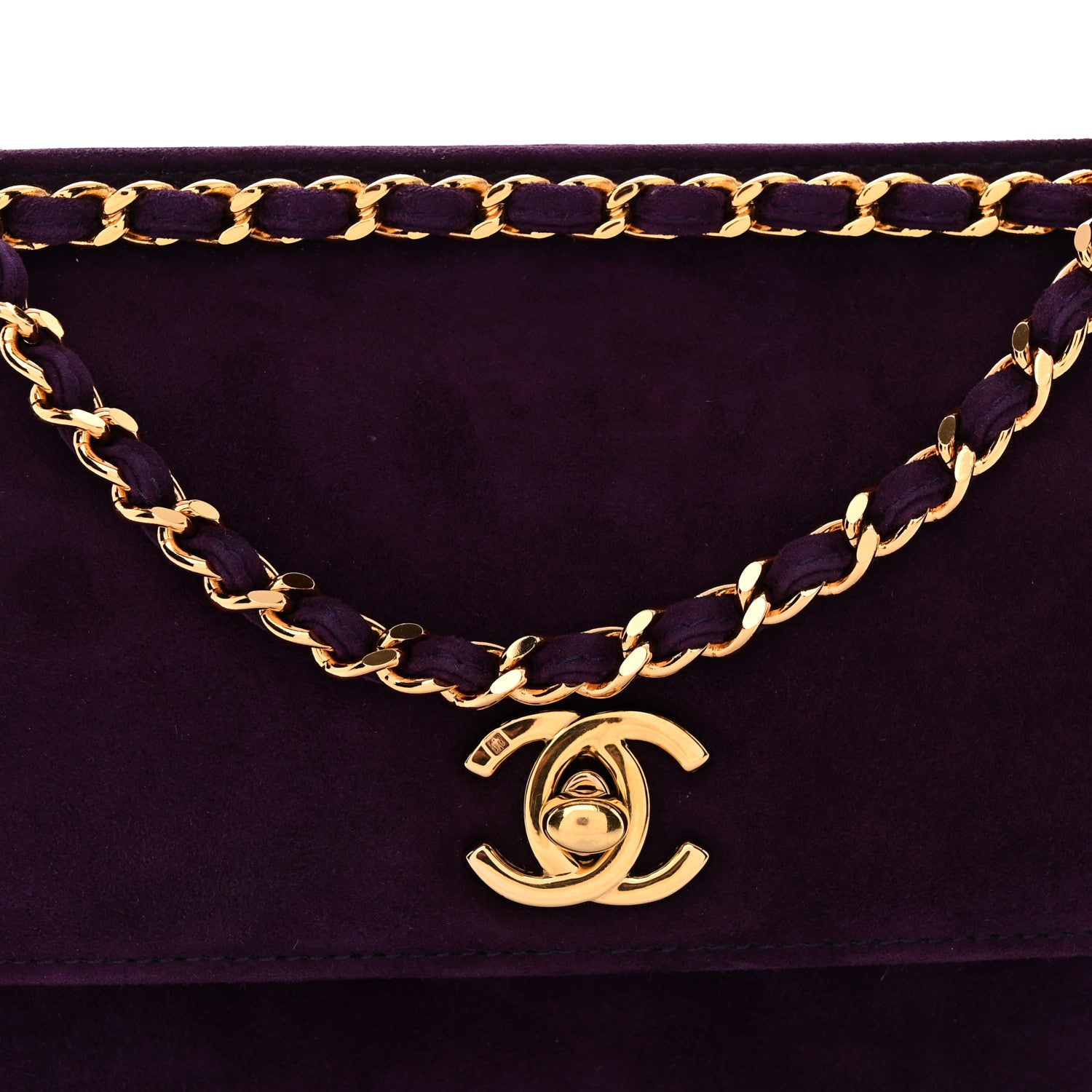 Chanel Suede CC Flap Clutch With Chain Purple 8 of 10