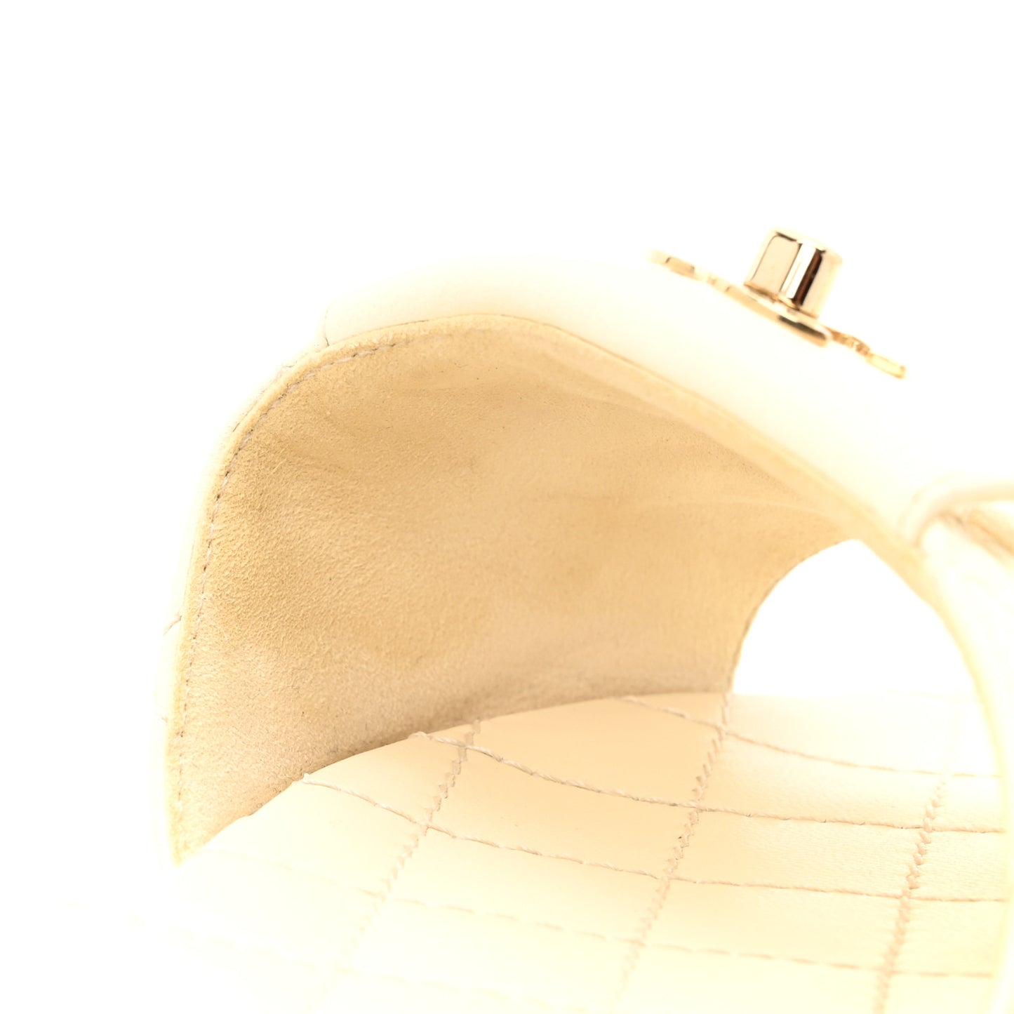 Lambskin Quilted CC Turnlock Sandals 36 Ivory
