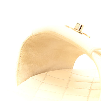 Chanel Lambskin Quilted CC Turnlock Sandals 36 Ivory 11 of 13