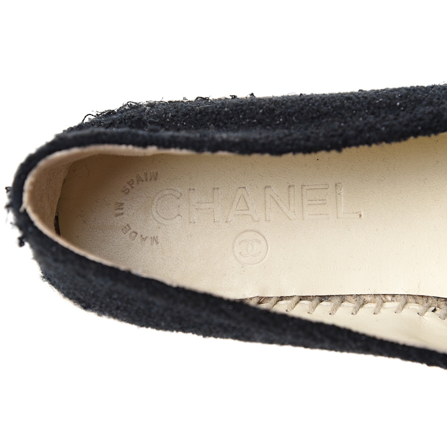 Fabric Patent Calfskin CC Espadrilles 36 Black