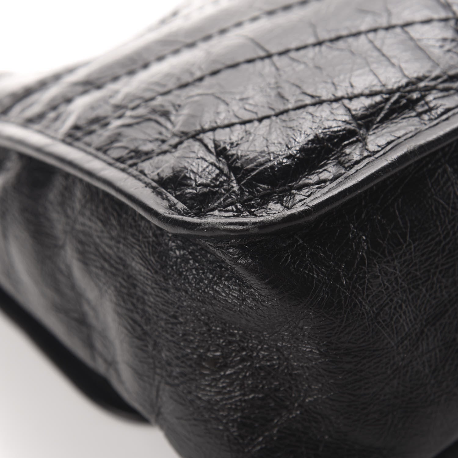 Saint Laurent Crinkled Calfskin Matelasse Monogram Medium Niki Chain Satchel Black 12 of 18