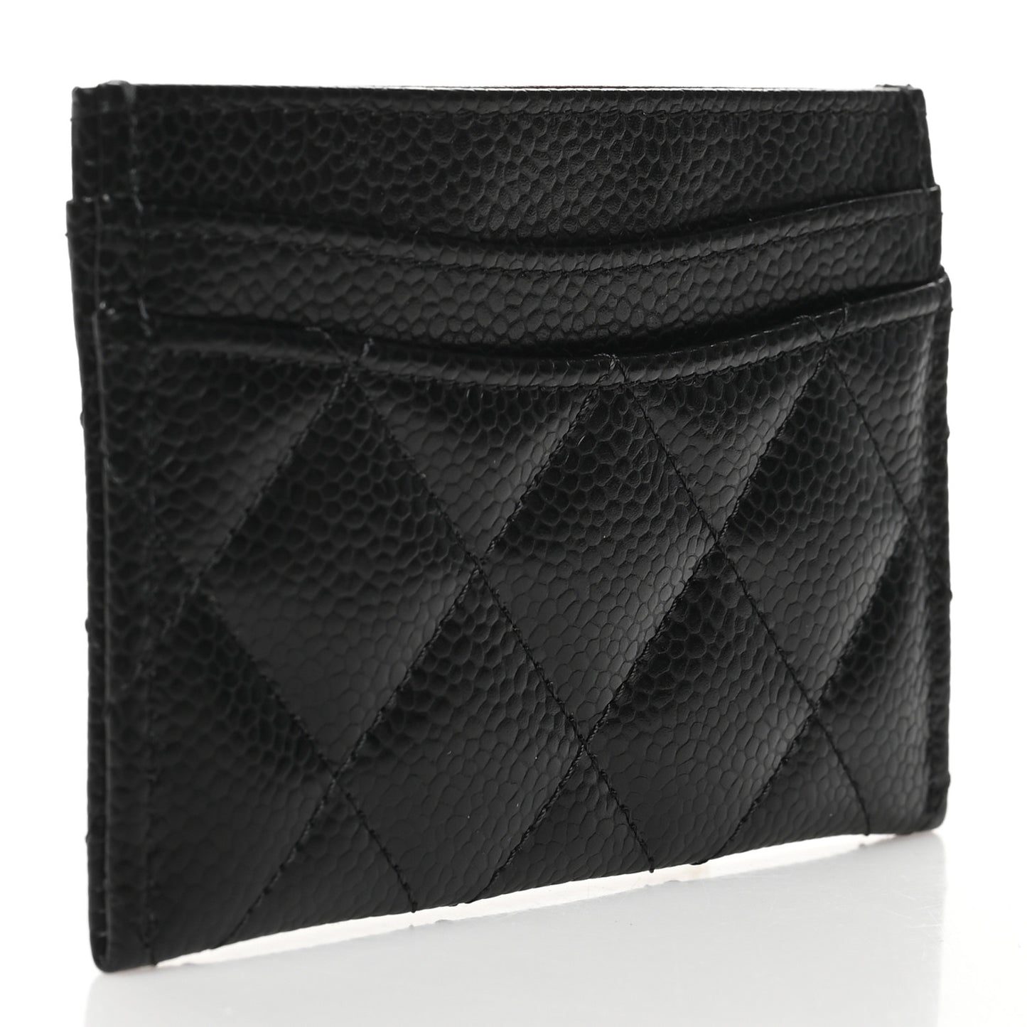 Caviar Quilted Card Holder Black