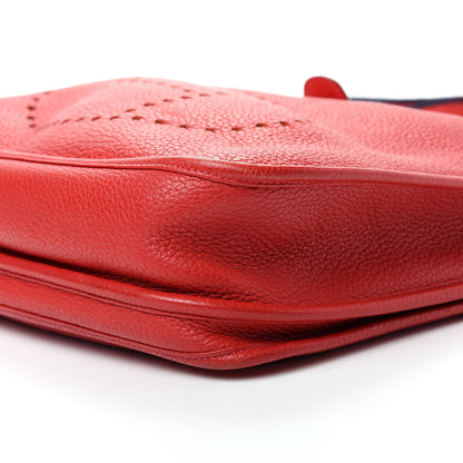 Hermes Taurillon Clemence Amazone Evelyne III PM Rouge Casaque Bleu Obscur 7 of 11