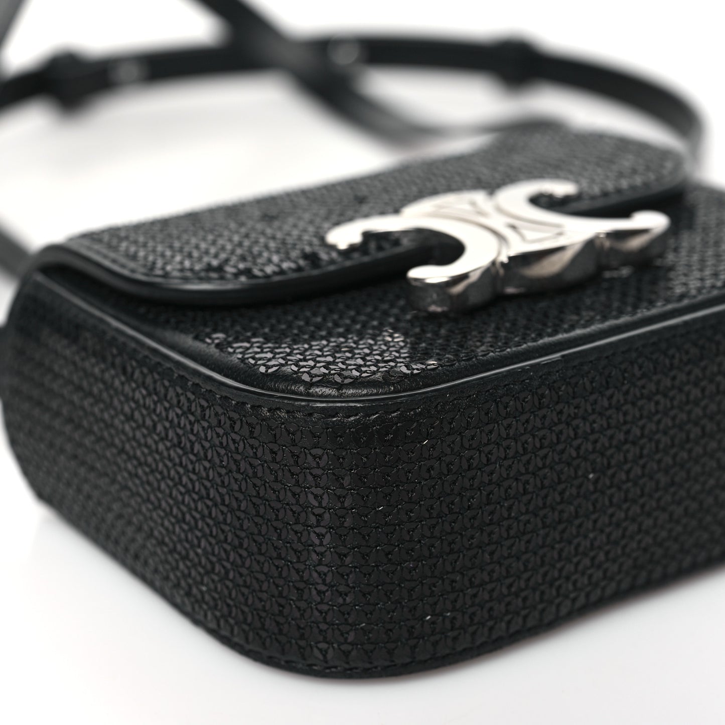 Sequin Calfskin Mini Triomphe Black