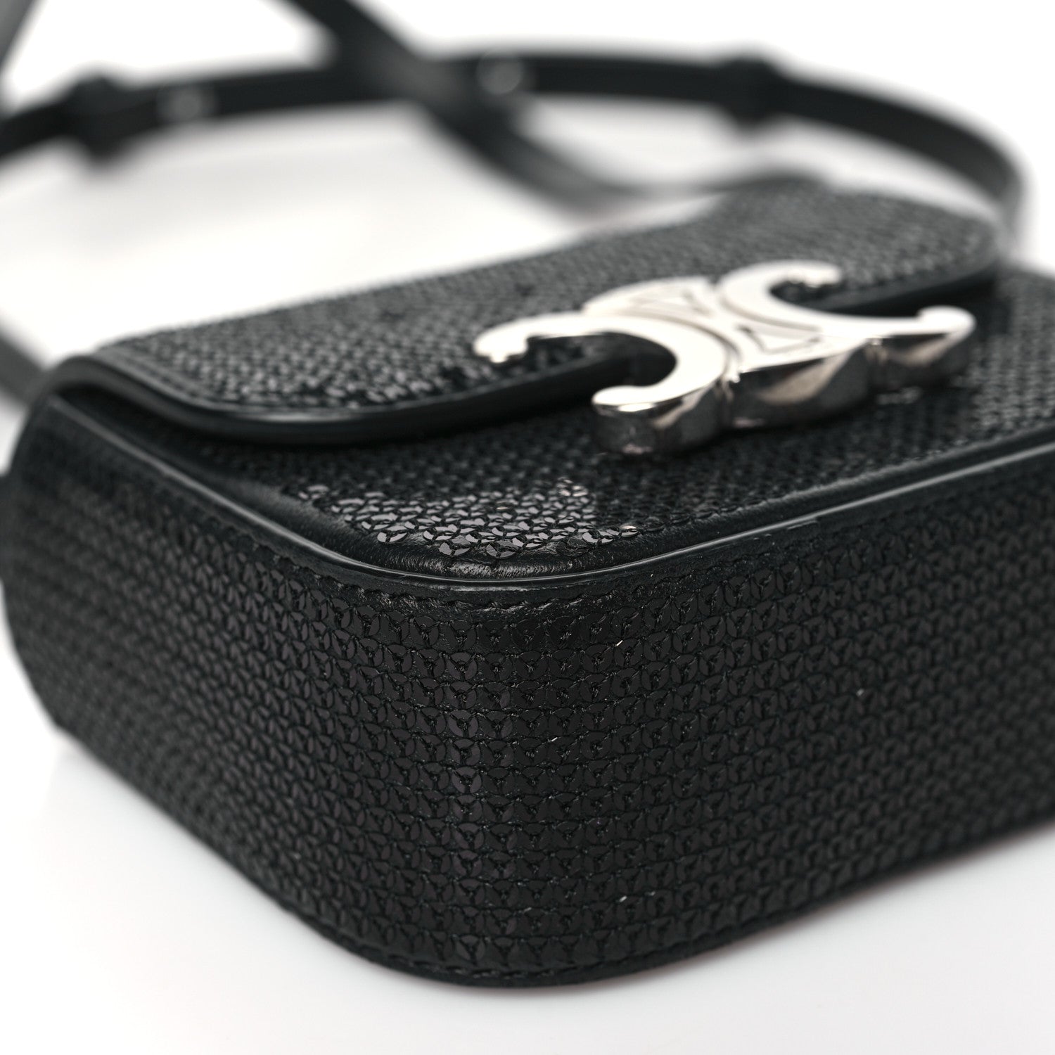 Celine Sequin Calfskin Mini Triomphe Black 9 of 10