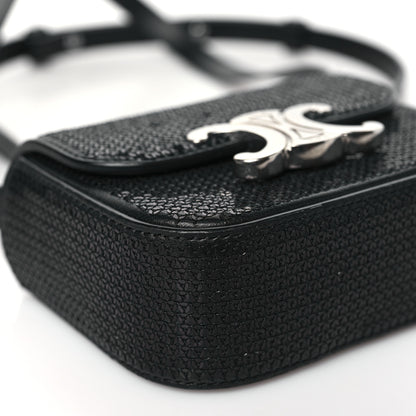 Celine Sequin Calfskin Mini Triomphe Black 9 of 10