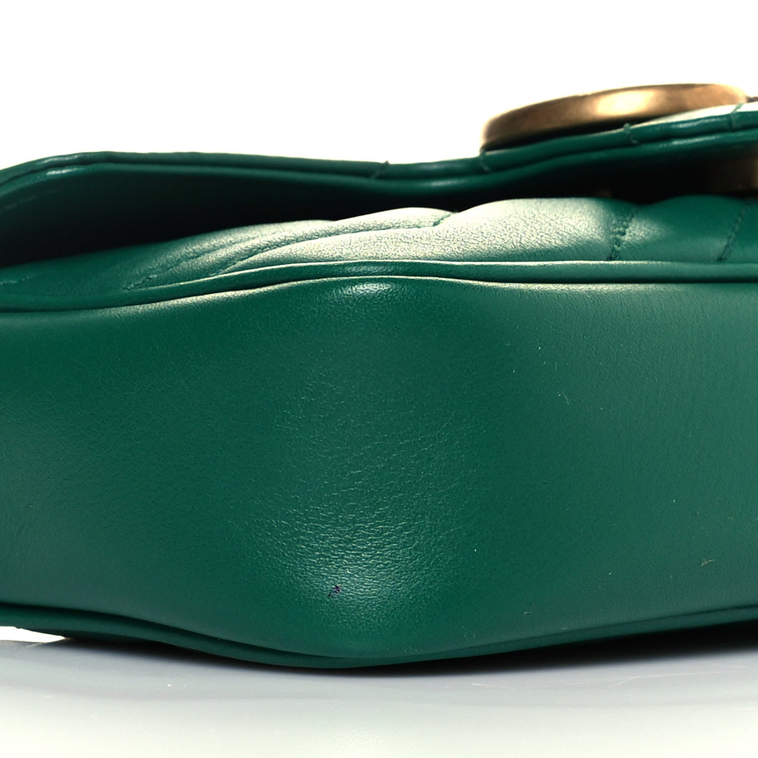 Gucci Calfskin Matelasse Super Mini GG Marmont Shoulder Bag Emerald Green 9 of 11