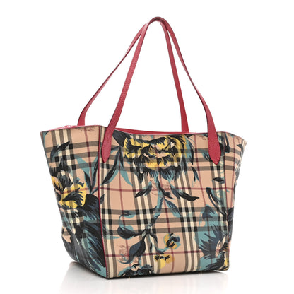 Burberry Haymarket Check Floral Print Small Canterbury Tote Pink 3 of 9