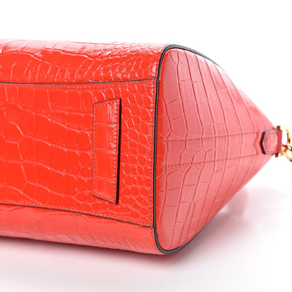 Givenchy Calfskin Crocodile Embossed Small Antigona Red 9 of 10