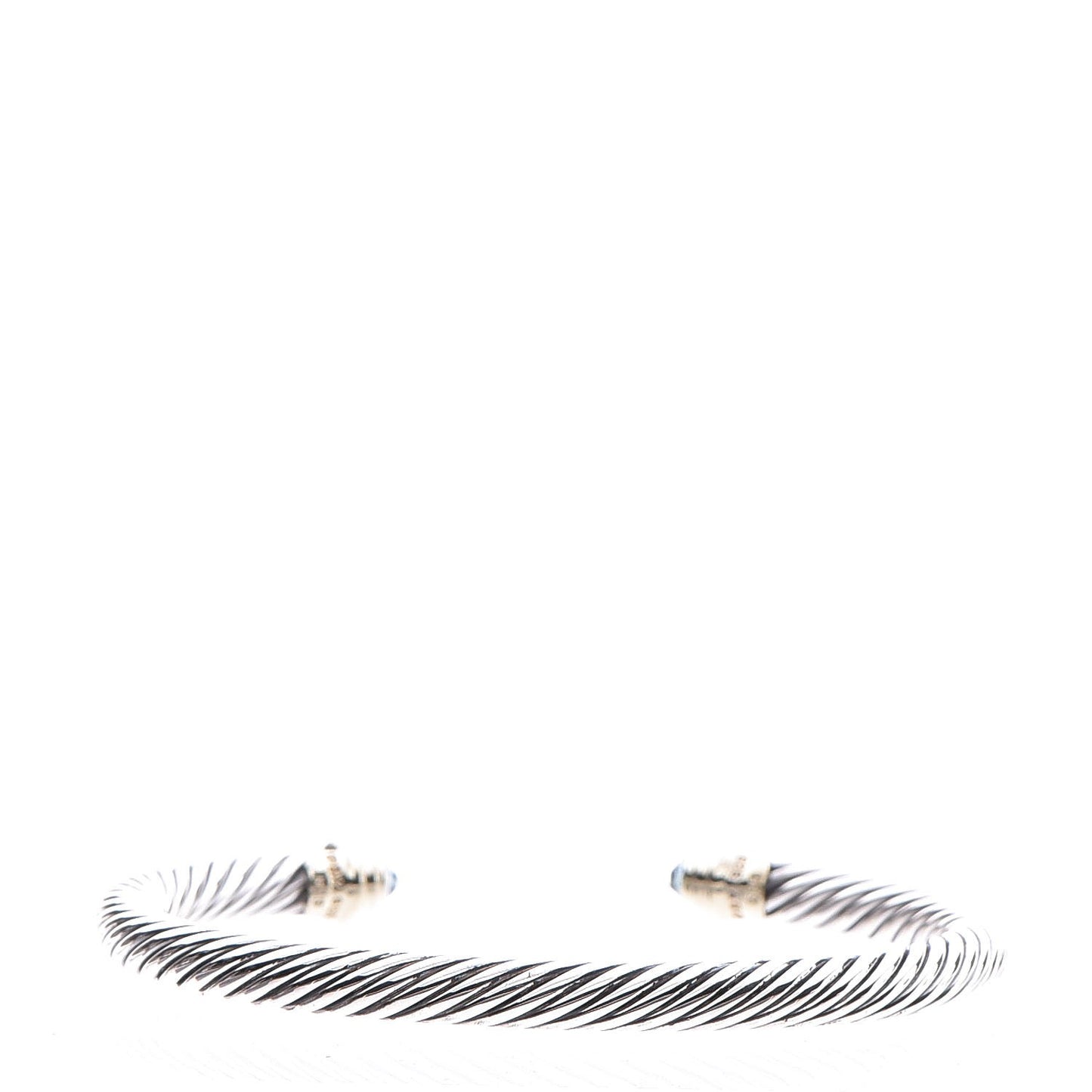 Sterling Silver 14K Yellow Gold Blue Topaz 5mm Cable Classics Petite Color Bracelet