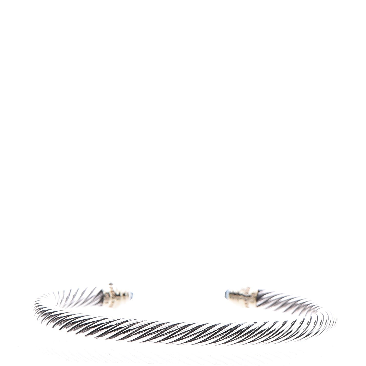 David Yurman Sterling Silver 14K Yellow Gold Blue Topaz 5mm Cable Classics Petite Color Bracelet 3 of 5