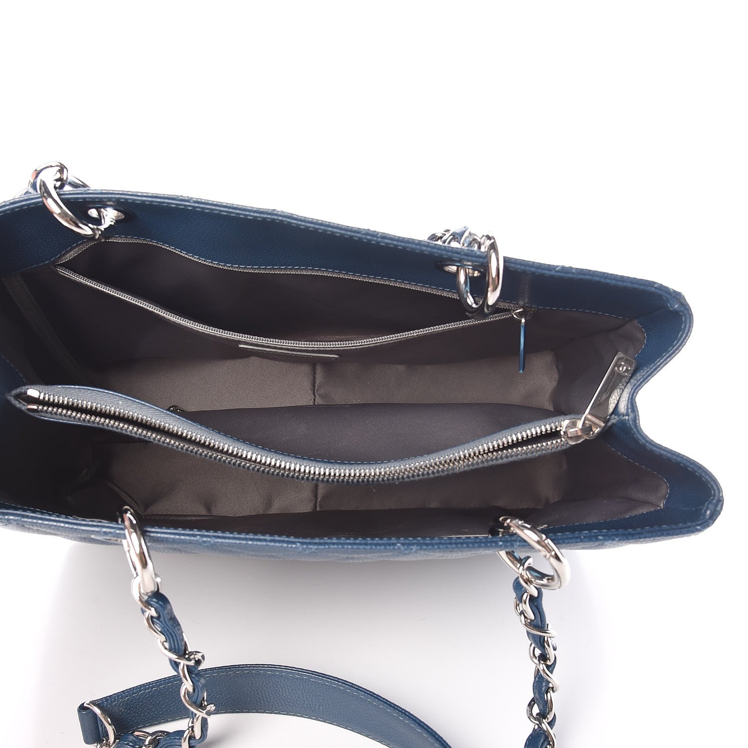 Chanel Caviar Quilted Grand Shopping Tote GST Dark Blue 5 of 13