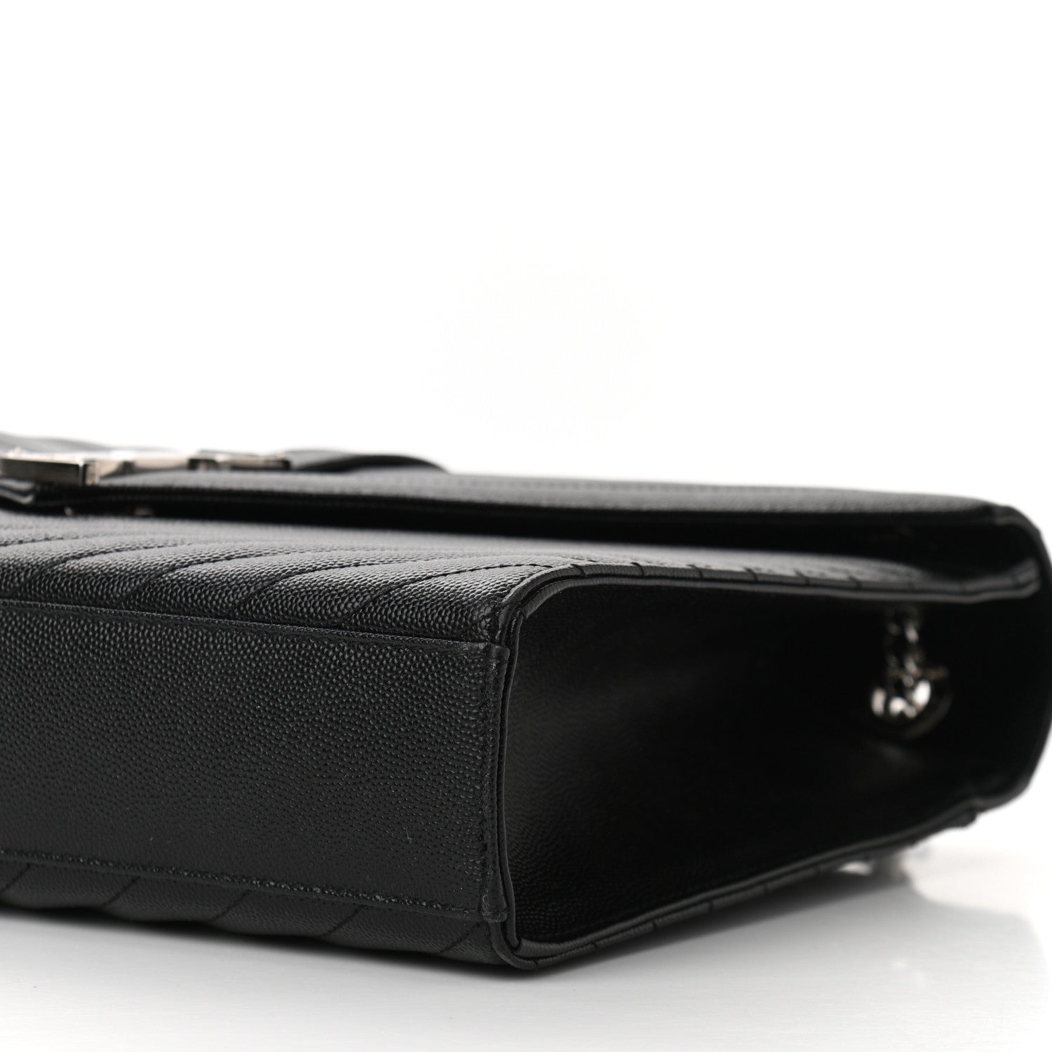 Saint Laurent Grain De Poudre Matelasse Chevron Large Monogram Satchel Black 9 of 9