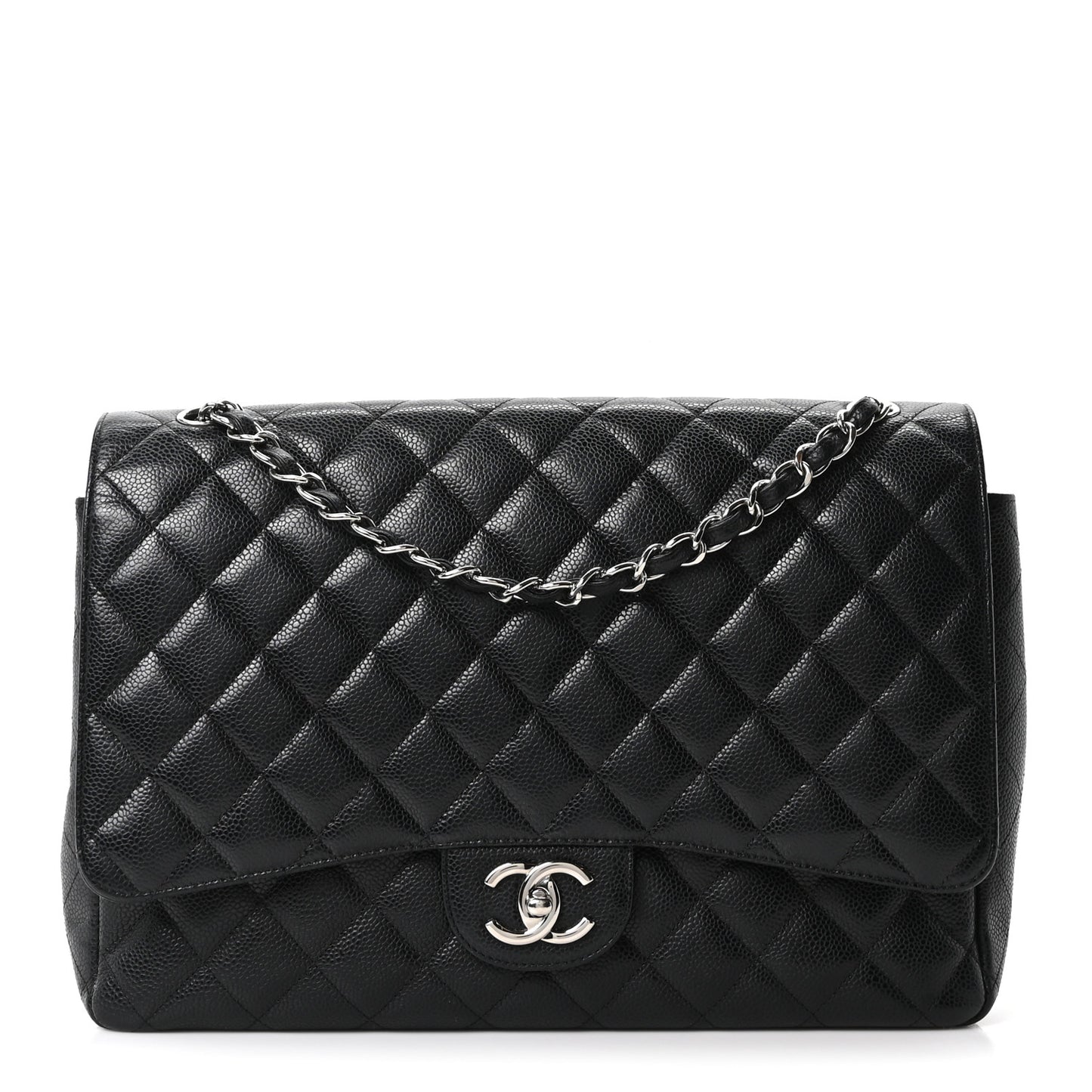 Caviar Quilted Maxi Double Flap Black