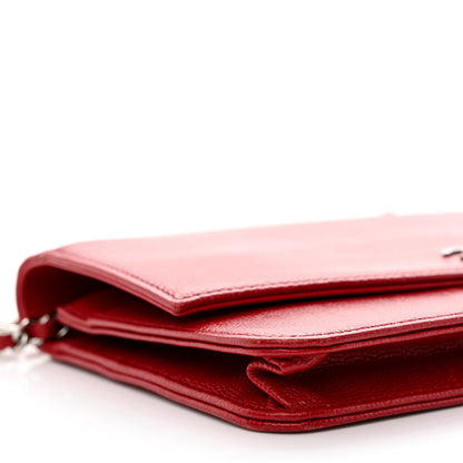 Chanel Caviar Sevruga Wallet on Chain WOC Red 10 of 13