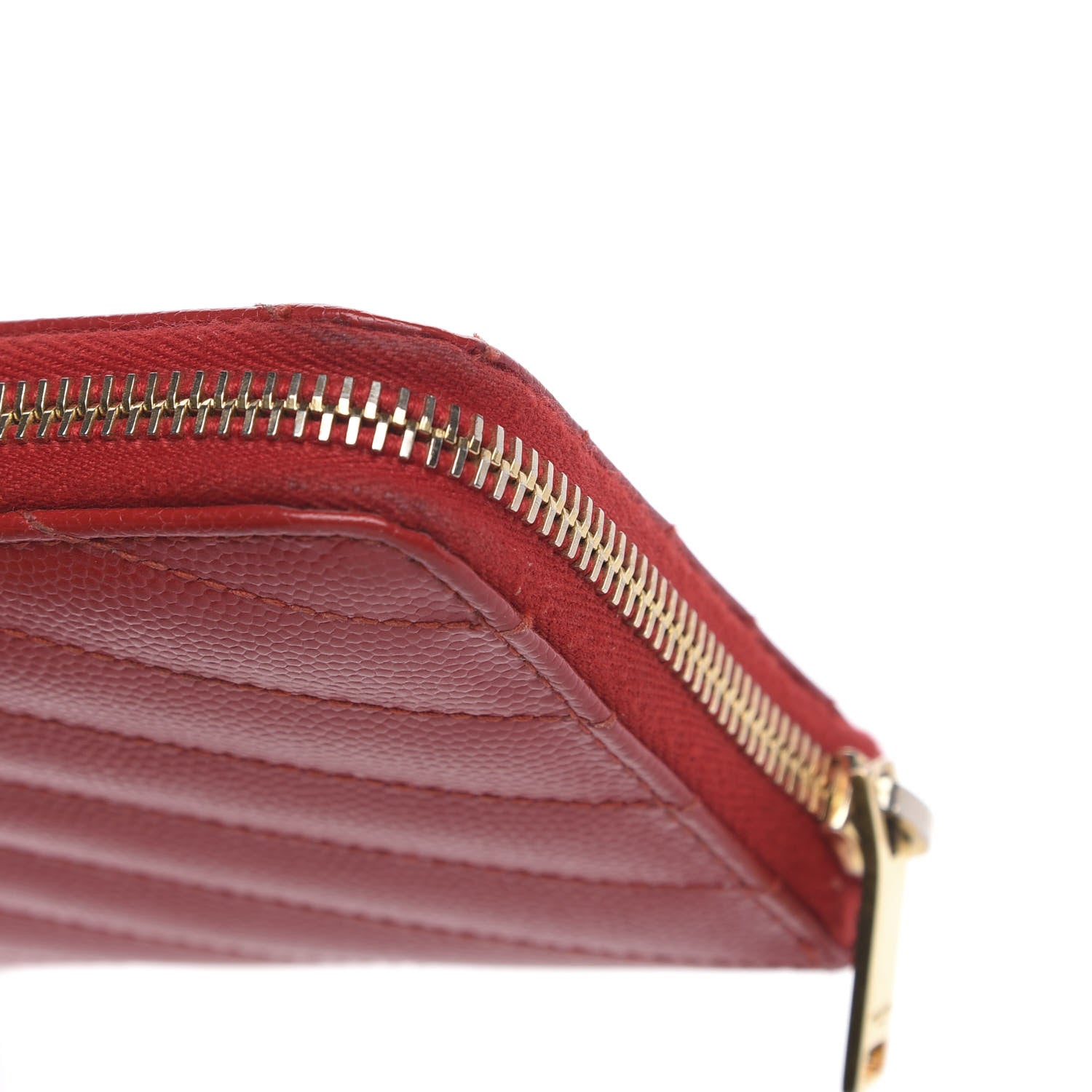 Saint Laurent Grain De Poudre Matelasse Chevron Monogram Zip Around Wallet Red 8 of 9