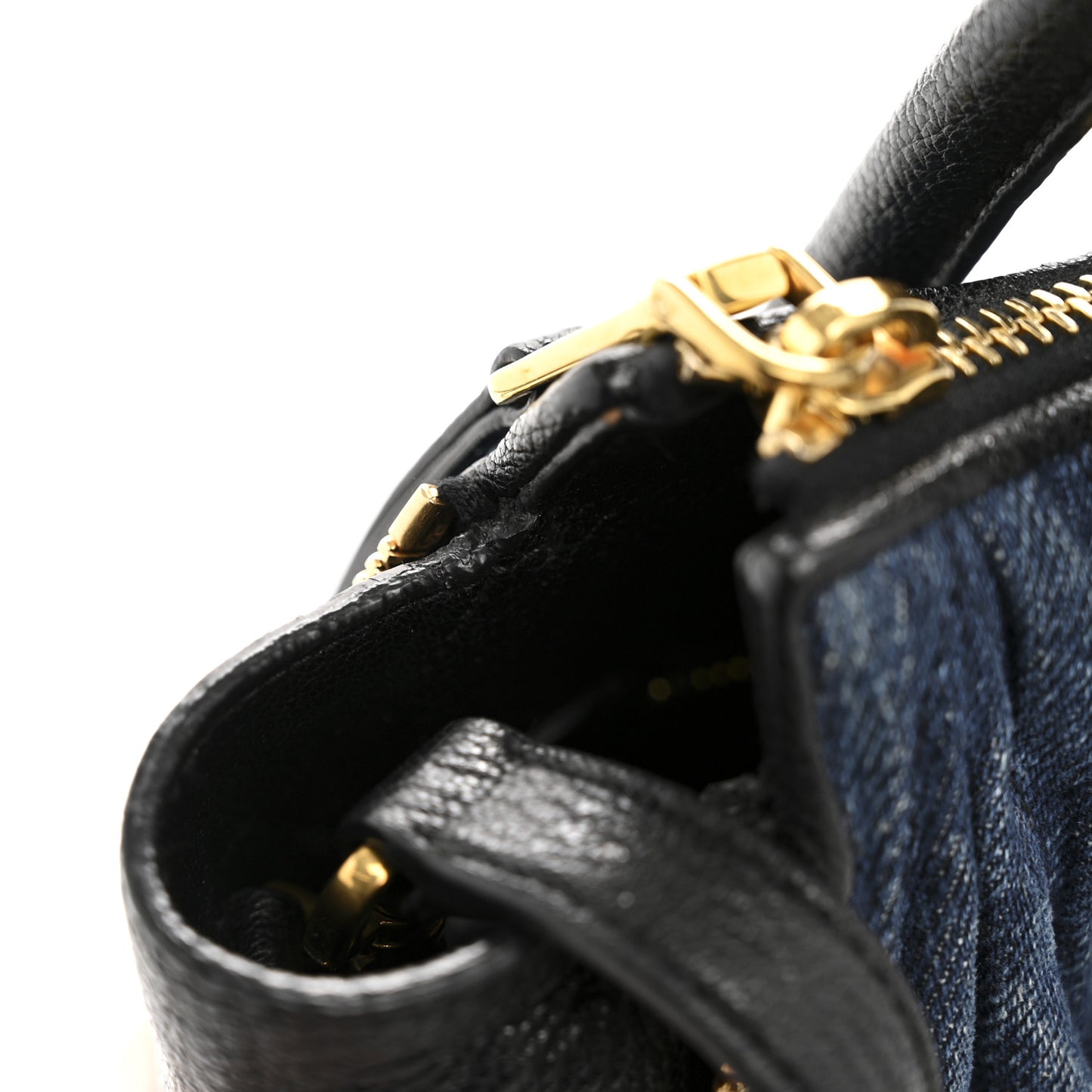 Denim Matelasse Small Zip Tote Blue