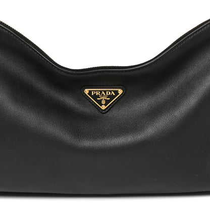 Prada Soft Calfskin Large Aimée Shoulder Bag Black 7 of 9