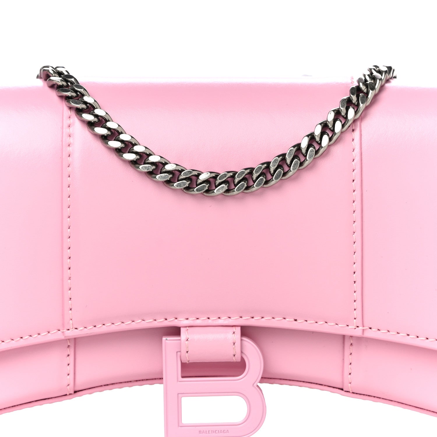 Balenciaga Shiny Box Calfskin Tonal B Hourglass Chain Bag Candy Pink 7 of 9