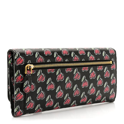 Prada Vitello Move Love Continental Flap Travel Wallet Black 3 of 18