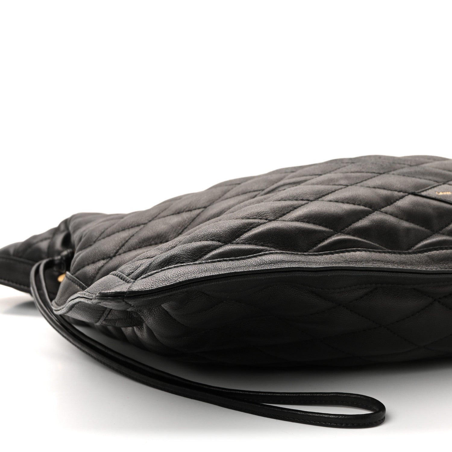 Saint Laurent Lambskin Quilted Pochon Drawstring Tote Bag Black 8 of 9