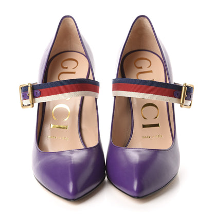 Gucci Malaga Kid Sylvie High Heel Pumps 36.5 Shine Purple 2 of 10