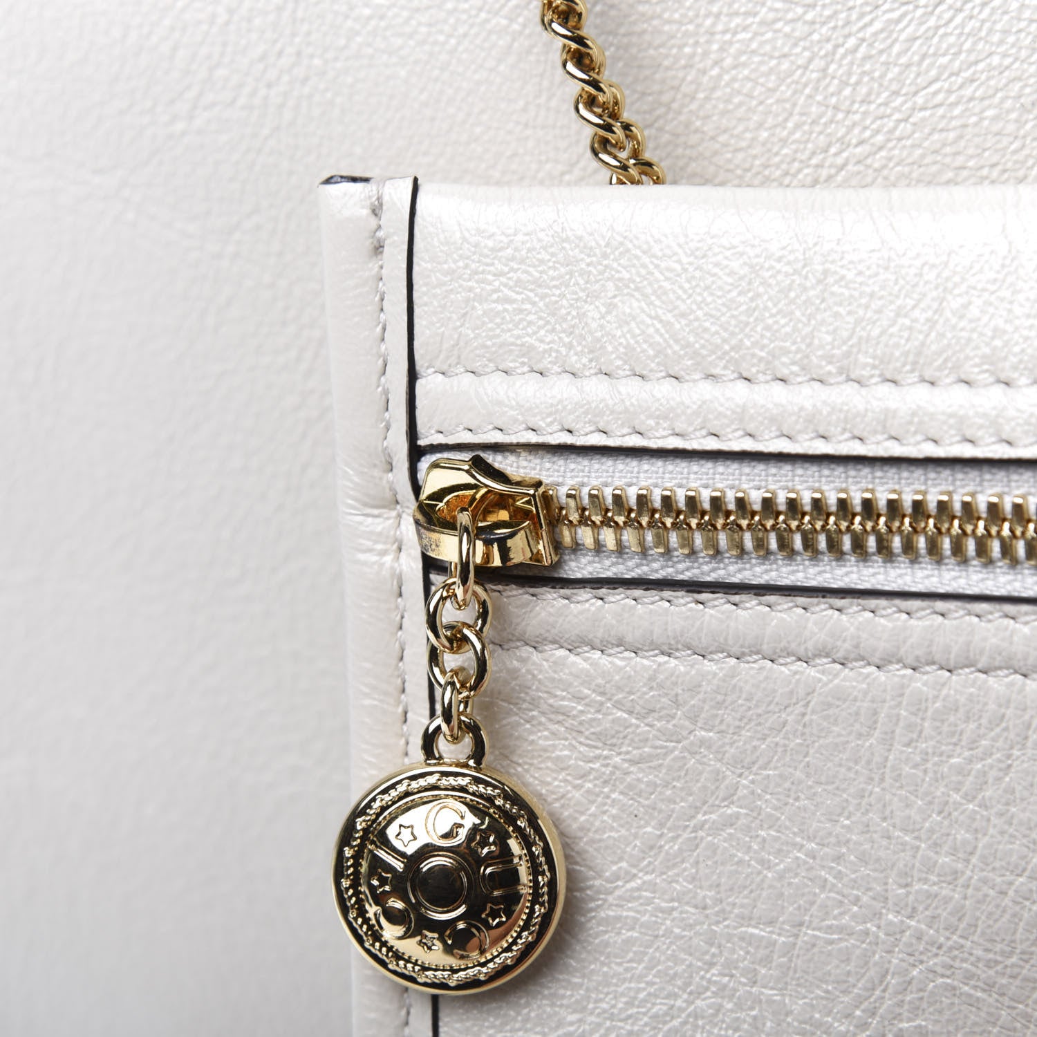 Gucci Suede Calfskin Large Rajah Chain Tote White 13 of 15