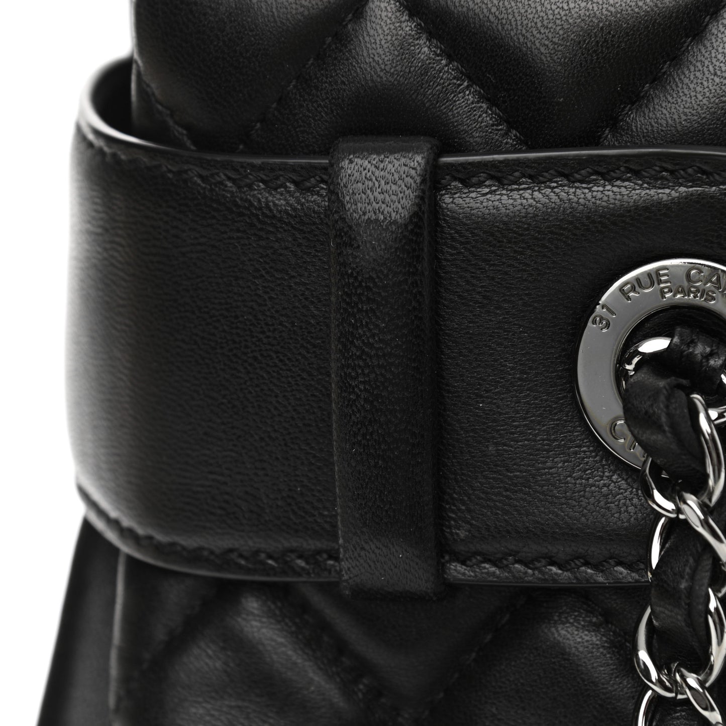 Lambskin Quilted Small Coco Loop Tote Black