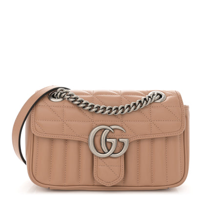 Gucci Calfskin Matelasse Aria Mini GG Marmont Shoulder Bag Camelia 1 of 11