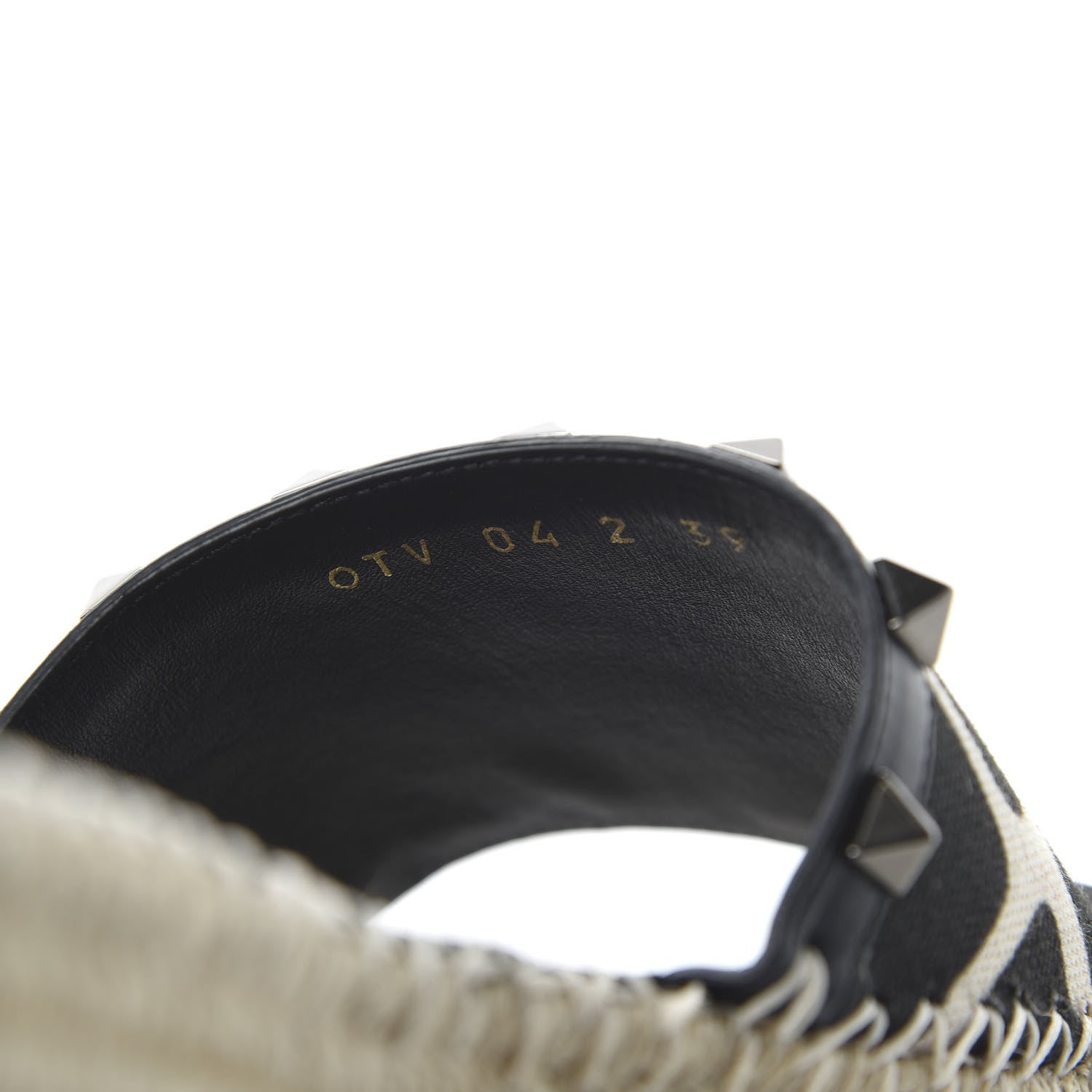 Valentino Garavani Canvas Giraffe Rockstud Espadrille Flat Slide Sandals 39 Black White 8 of 10