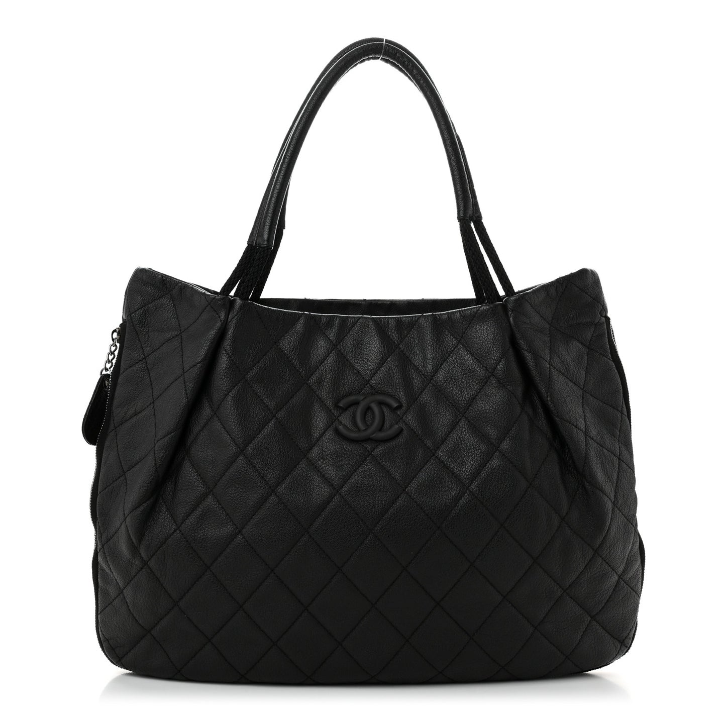 Caviar Quilted Soho Expandable Zip Shoulder Bag Black
