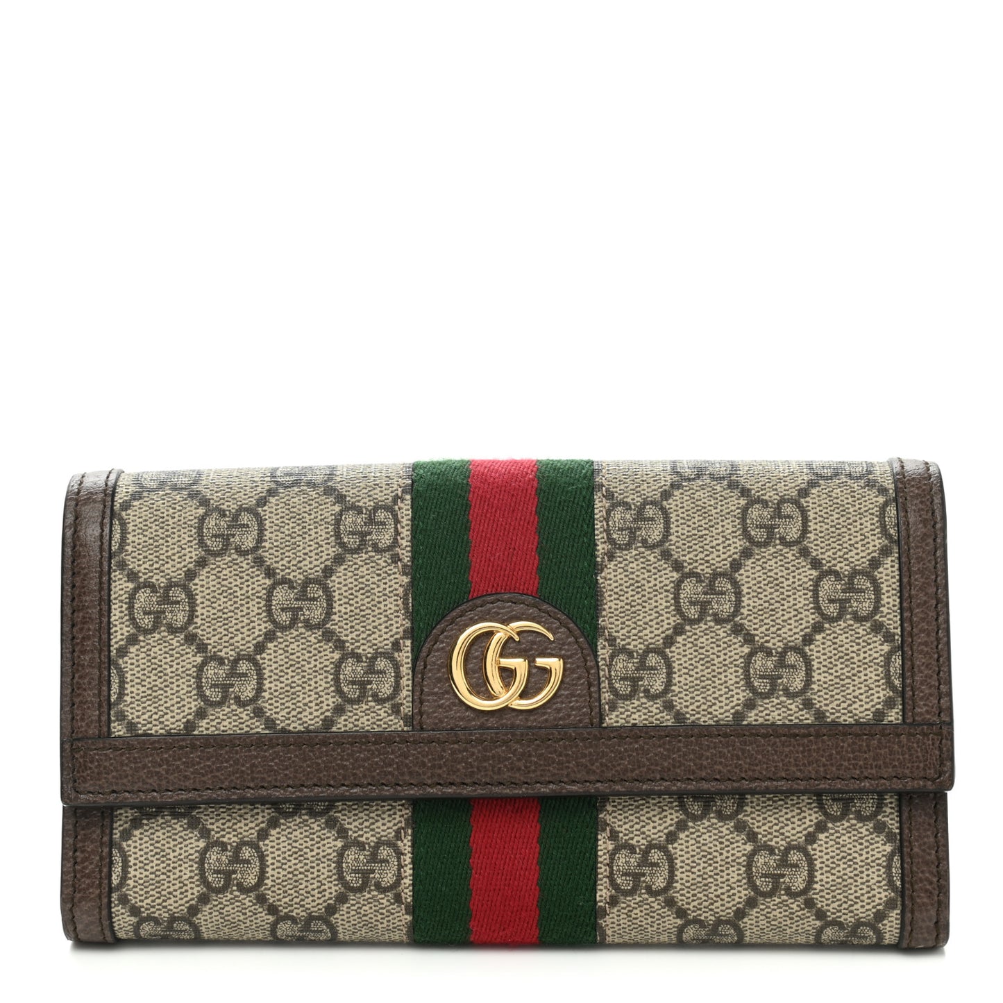 GG Supreme Monogram Web Ophidia Continental Wallet Brown