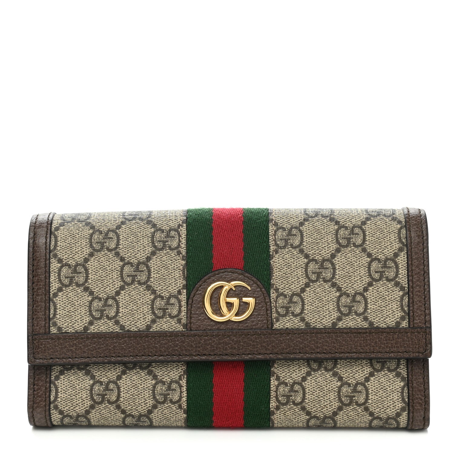 Gucci GG Supreme Monogram Web Ophidia Continental Wallet Brown 1 of 8