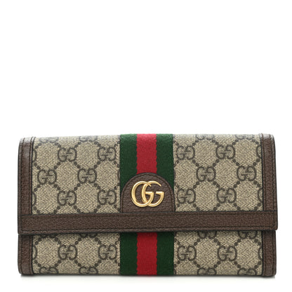 Gucci GG Supreme Monogram Web Ophidia Continental Wallet Brown 1 of 8