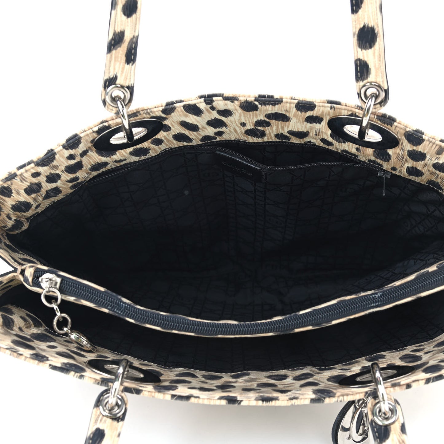 Canvas Leopard Print Lady Dior Tote