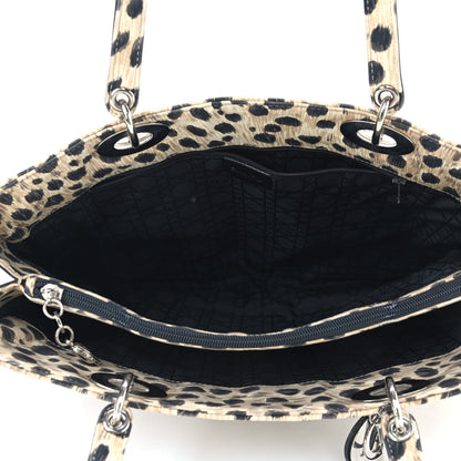 Christian Dior Canvas Leopard Print Lady Dior Tote 5 of 9