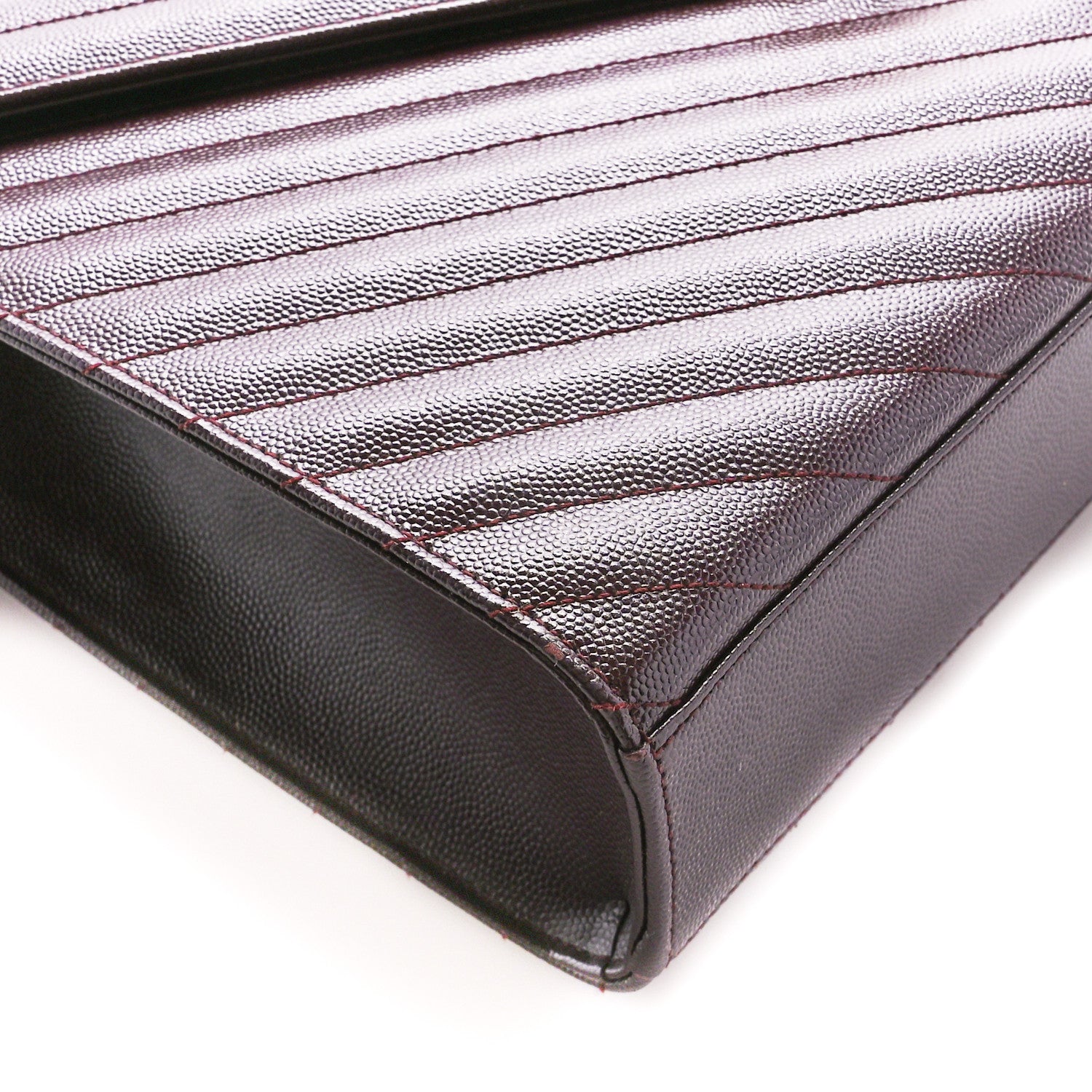 Saint Laurent Grain De Poudre Matelasse Chevron Large Monogram Satchel Rouge Legion 10 of 11