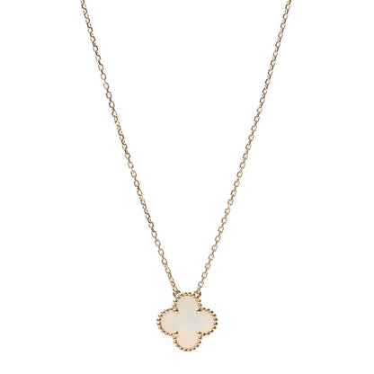 Van Cleef & Arpels 18K Yellow Gold Mother of Pearl Vintage Alhambra Pendant Necklace 1 of 5