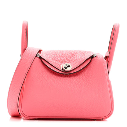 Hermes Taurillon Clemence Mini Lindy 20 Rose Azalee 1 of 10