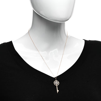 Tiffany 18K Rose Gold Diamond Round Victoria Key Pendant Necklace 2 of 5