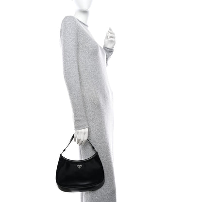 Prada Spazzolato Cleo Shoulder Bag Black 2 of 9