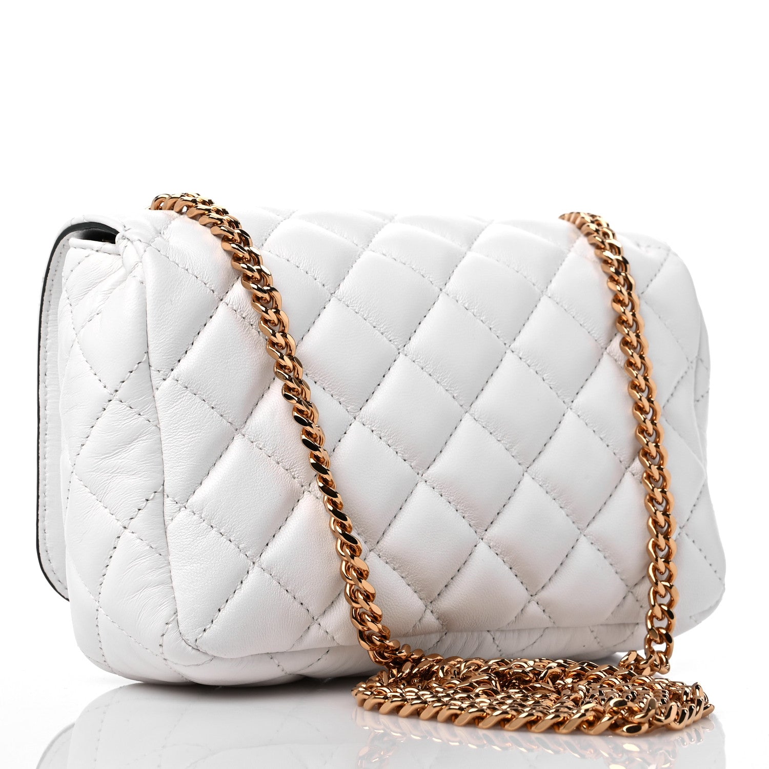 Versace Nappa Quilted Small Medusa Chain Crossbody White 3 of 9