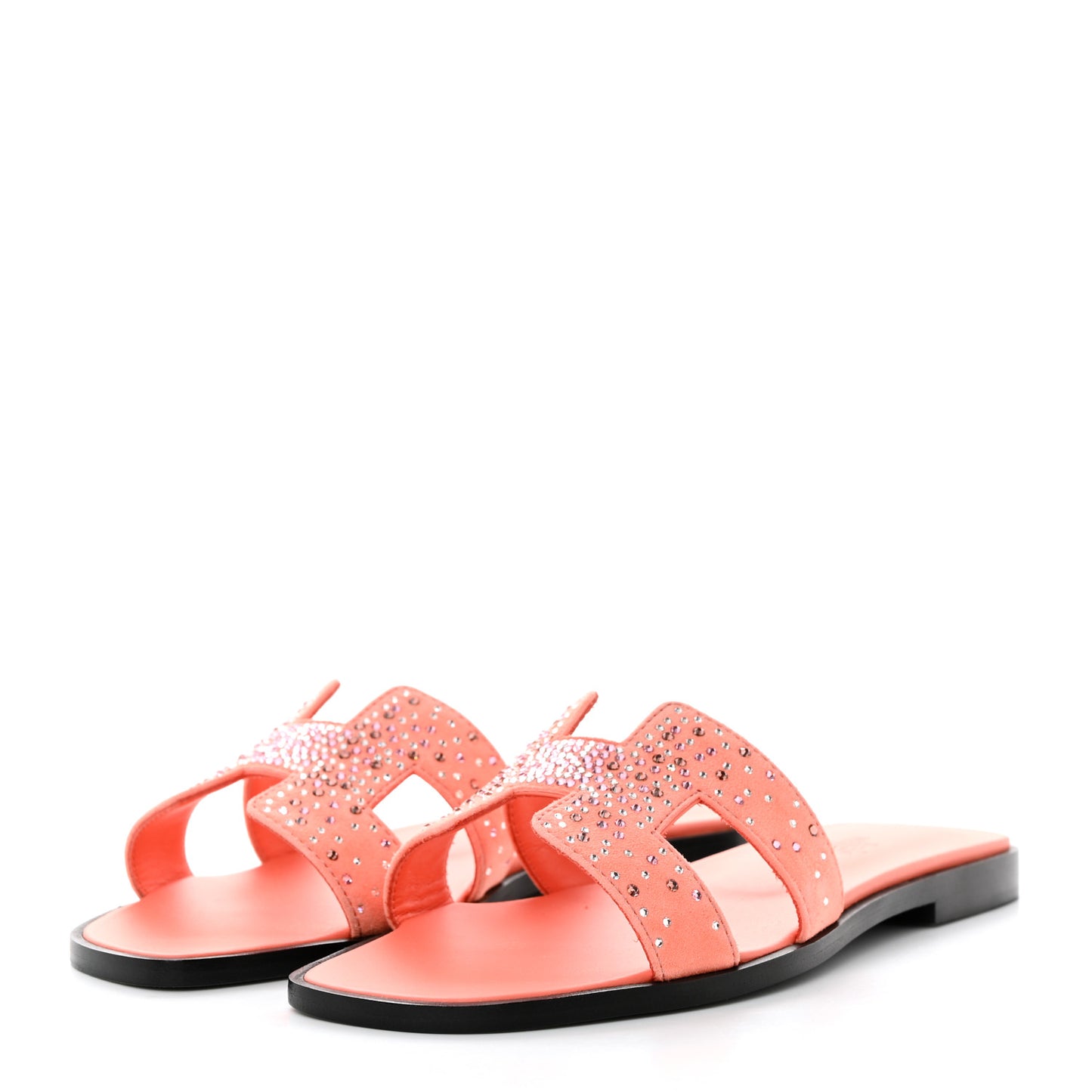 Suede Goatskin Crystal Oran Sandals 35 Orange Joey